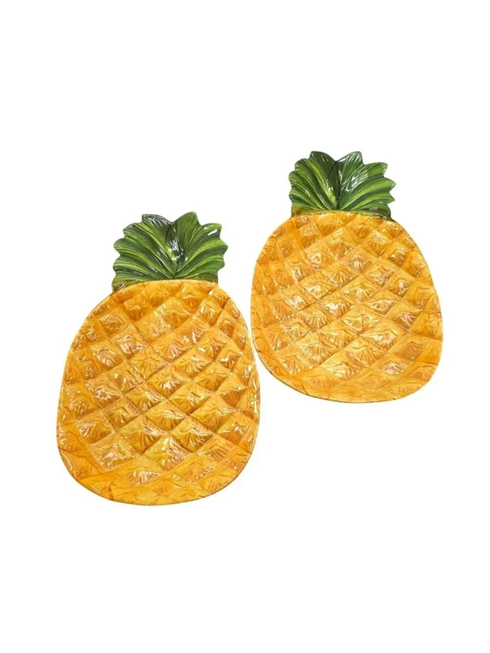 Pineapple Shaped Serving Plates Set Of 2 For Luau Hawaiian Theme Party dh930